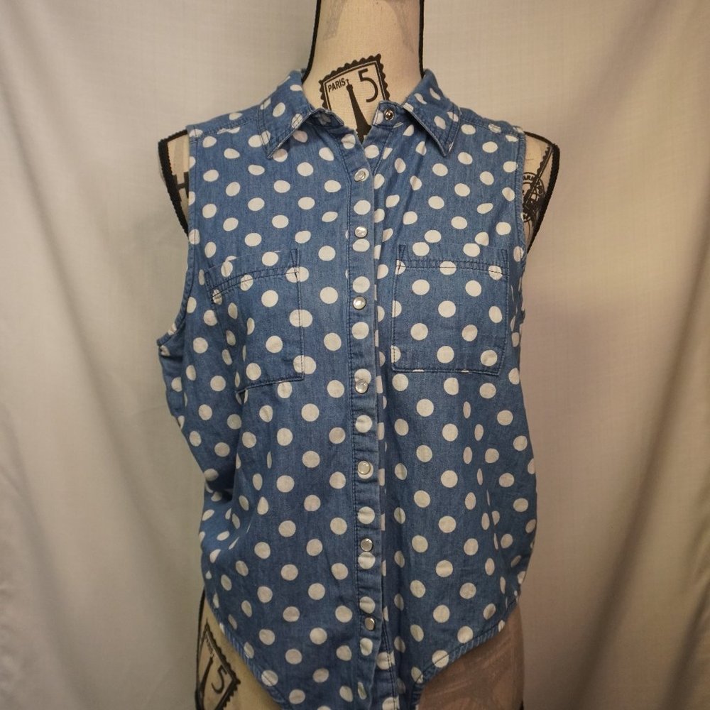 Denim Polka Dot Tank Top